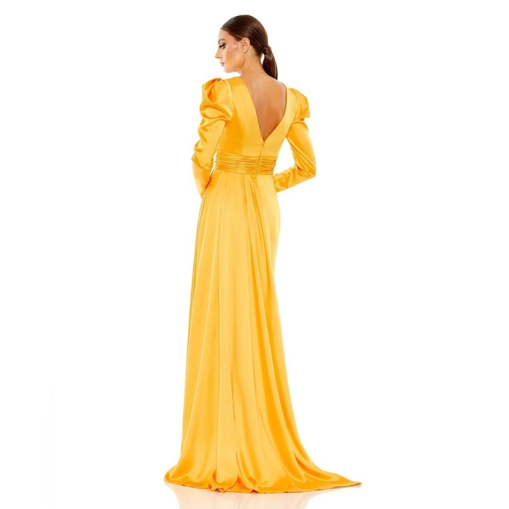 MAC DUGGAL 12404 NWT Faux Wrap Long Sleeve A Line Gown - Picture 2 of 7